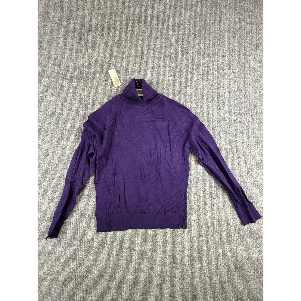 Vintage Talbots Sweater‎ Womens Petite P Purple Mock Neck Rayon Nylon Knit